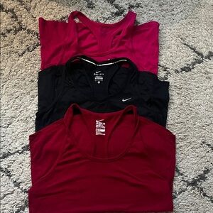 Nike Women's Tank Tops Set of 3 - Fuchsia, Black, Burgundy